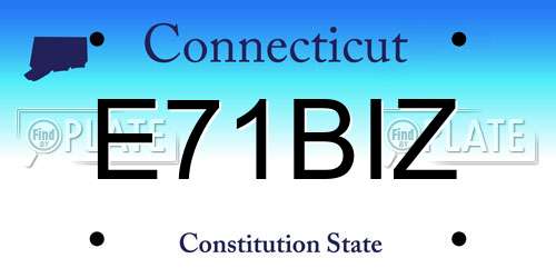 E71BIZ Connecticut License Plate