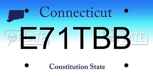 E71TBB Connecticut License Plate