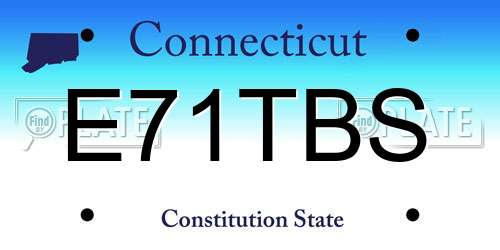 E71TBS Connecticut License Plate