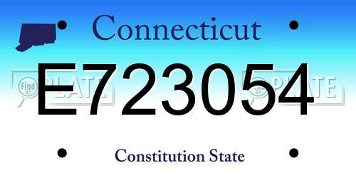 E723054 Connecticut License Plate