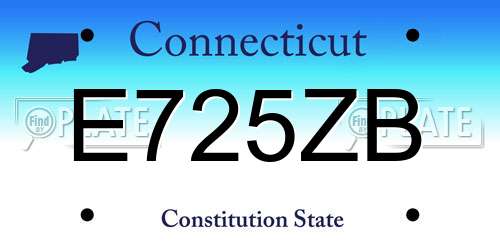 E725ZB Connecticut License Plate
