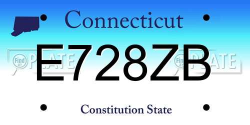 E728ZB Connecticut License Plate