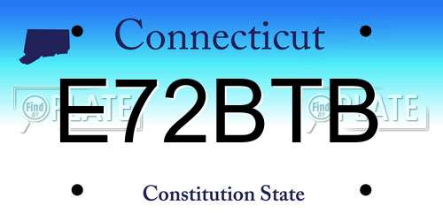 E72BTB Connecticut License Plate