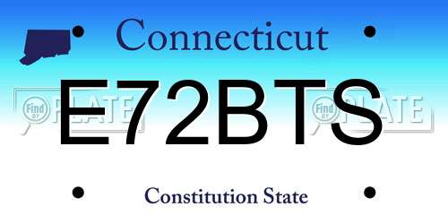 E72BTS Connecticut License Plate