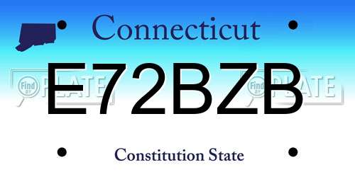 E72BZB Connecticut License Plate