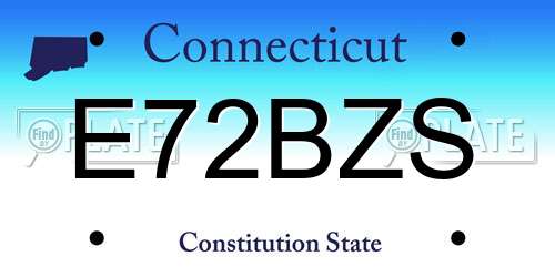 E72BZS Connecticut License Plate