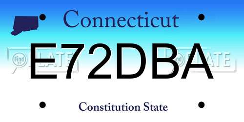E72DBA Connecticut License Plate