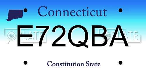 E72QBA Connecticut License Plate