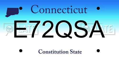 E72QSA Connecticut License Plate