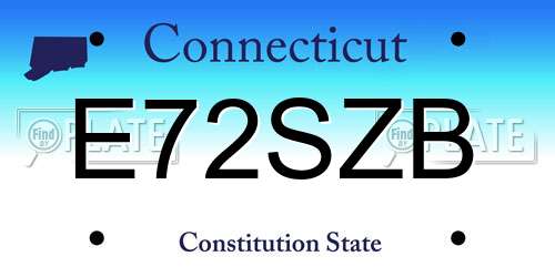 E72SZB Connecticut License Plate