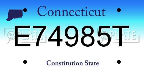 E74985T Connecticut License Plate
