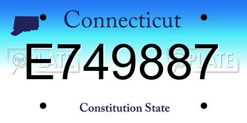 E749887 Connecticut License Plate
