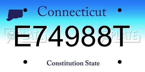 E74988T Connecticut License Plate
