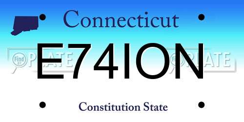 E74ION Connecticut License Plate