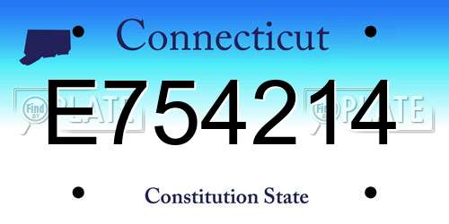 E754214 Connecticut License Plate