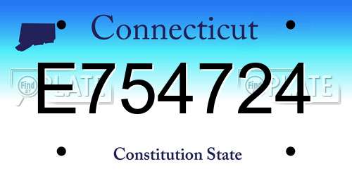 E754724 Connecticut License Plate