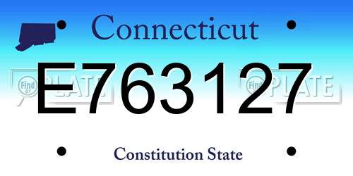 E763127 Connecticut License Plate