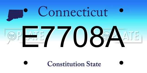 E7708A Connecticut License Plate