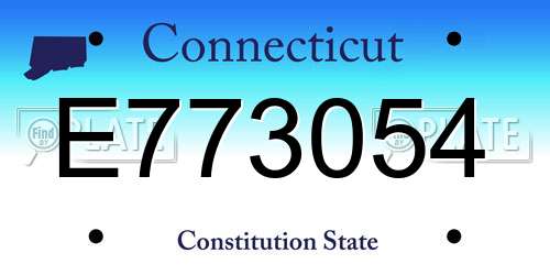E773054 Connecticut License Plate