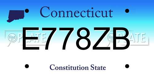 E778ZB Connecticut License Plate