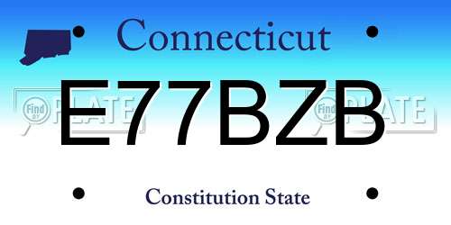 E77BZB Connecticut License Plate