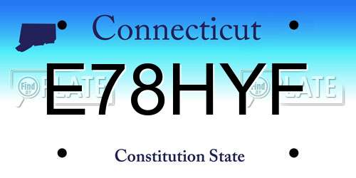 E78HYF Connecticut License Plate