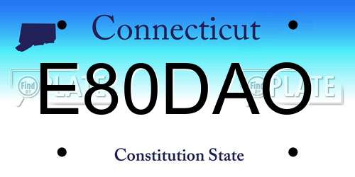 E80DAO Connecticut License Plate