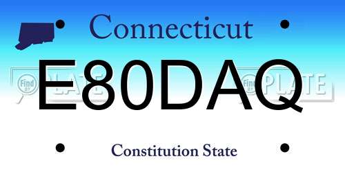 E80DAQ Connecticut License Plate