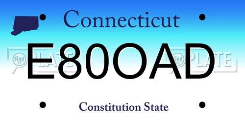 E80OAD Connecticut License Plate