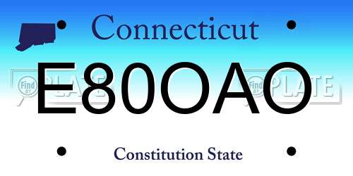 E80OAO Connecticut License Plate