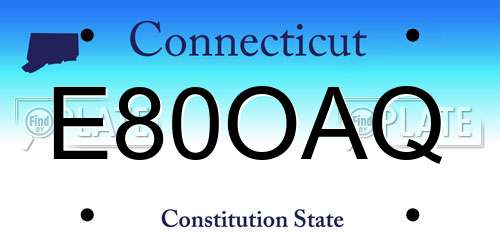 E80OAQ Connecticut License Plate