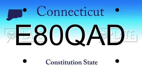 E80QAD Connecticut License Plate