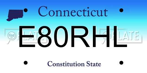 E80RHL Connecticut License Plate