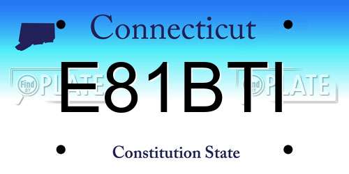 E81BTI Connecticut License Plate