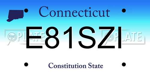 E81SZI Connecticut License Plate