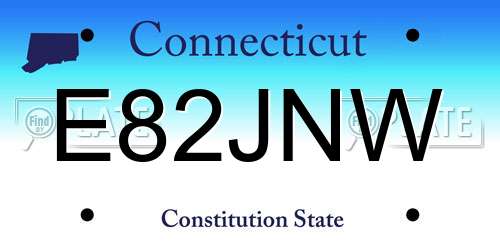 E82JNW Connecticut License Plate