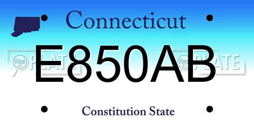 E850AB Connecticut License Plate