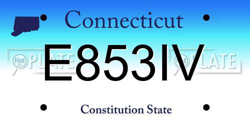 E853IV Connecticut License Plate