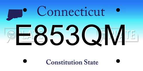 E853QM Connecticut License Plate
