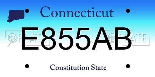 E855AB Connecticut License Plate
