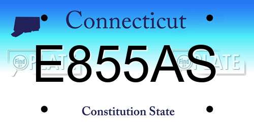 E855AS Connecticut License Plate