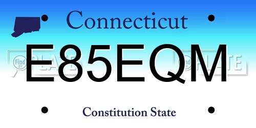 E85EQM Connecticut License Plate