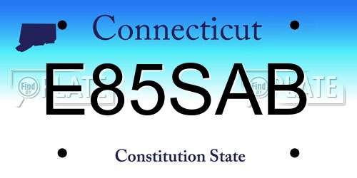 E85SAB Connecticut License Plate