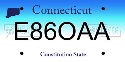 E86OAA Connecticut License Plate