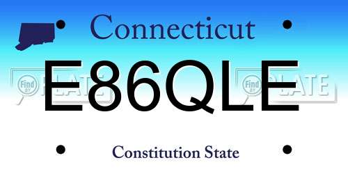 E86QLE Connecticut License Plate