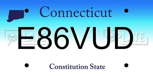 E86VUD Connecticut License Plate