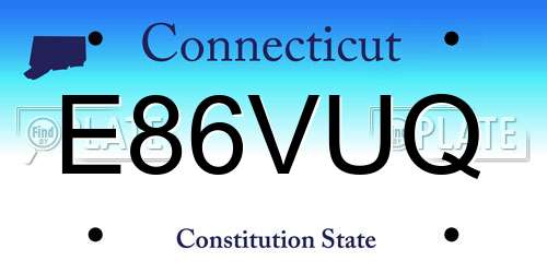 E86VUQ Connecticut License Plate