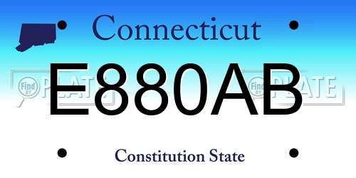 E880AB Connecticut License Plate