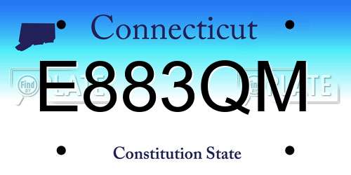 E883QM Connecticut License Plate