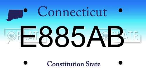 E885AB Connecticut License Plate